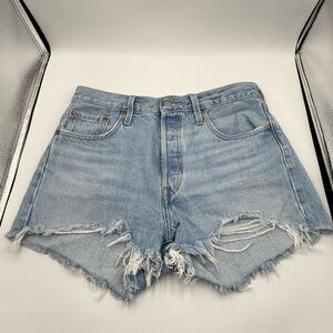 Levi’s Button Fly Cotton High-Rise Denim Shorts